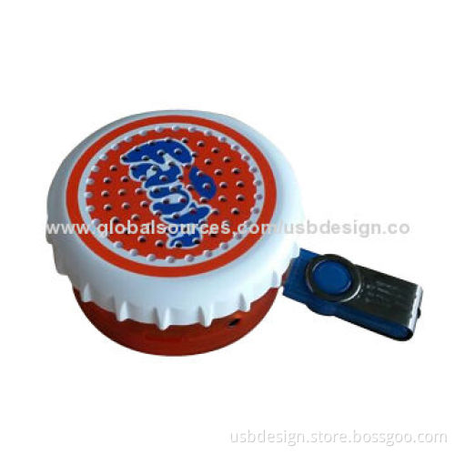 Low-energy Rechargeable TF Card Speaker in Bottle Cap Shape, Made of ABS Material